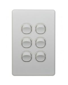 Switch Cover Plate Flush 6G 16A/10AX 250V Vert White
