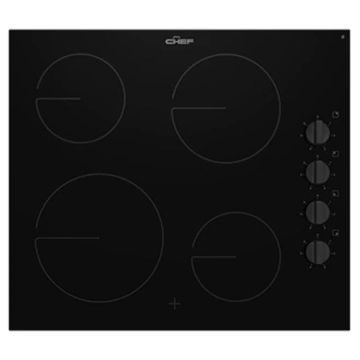 Cooktop 60cm Elec 220-240V 27A 6.5kW 4Zone Ceramic Glass