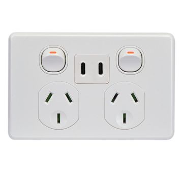 Power Point 2G 10A USB Charger Dual Type C PD30W Max White