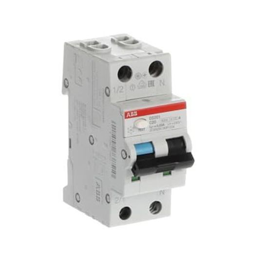 ABB Combination RCD Circuit Breaker RCBO 20Amp 6kA 30mA C Curve 1 + N ...