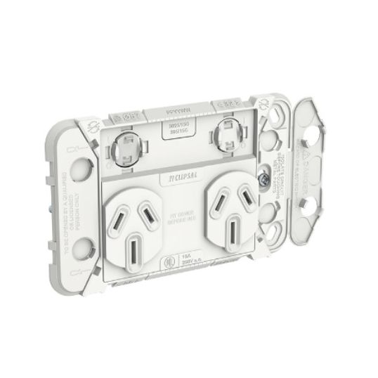 Clipsal Intercom Clipsal Double Power Point Flush Mount Iconic Grid 15A 250V 2P+E ...