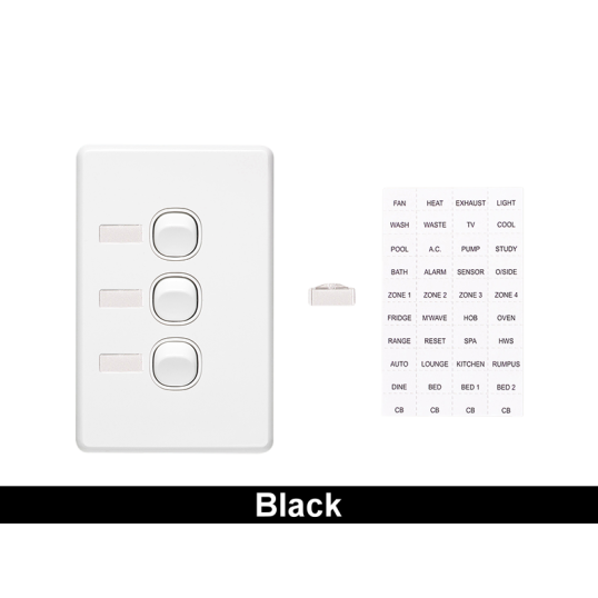 Clipsal Sensor Rocker Clipsal Switch Flush Mount Rocker Std 3 Gang 10A/AX 250V 1 Pole 1/2 Way ...