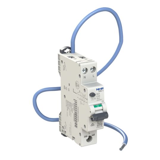 NHP DIN-T RCBO Type A 240 VAC 25 Amp 6 kA 1 Pole + N 30 mA IP40 1 ...