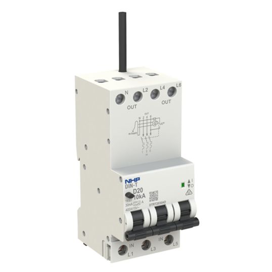 NHP DIN-T RCBO Type A 415 VAC 16 Amp 10 kA 3 Pole + N 30 mA IP40 3 ...