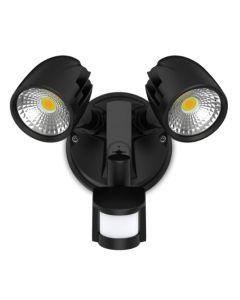 LED Twin Security Spotlight w/ Sensor 24W IP54 Blk