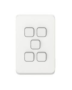 Iconic Switch Flush Std 5G 10A/AX 250V 1P Vert V/White