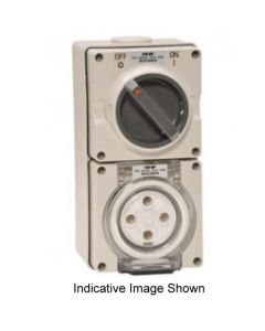 Switch Outlet Surface W/P 3PH 3P 32A 500V 4 Pin Grey